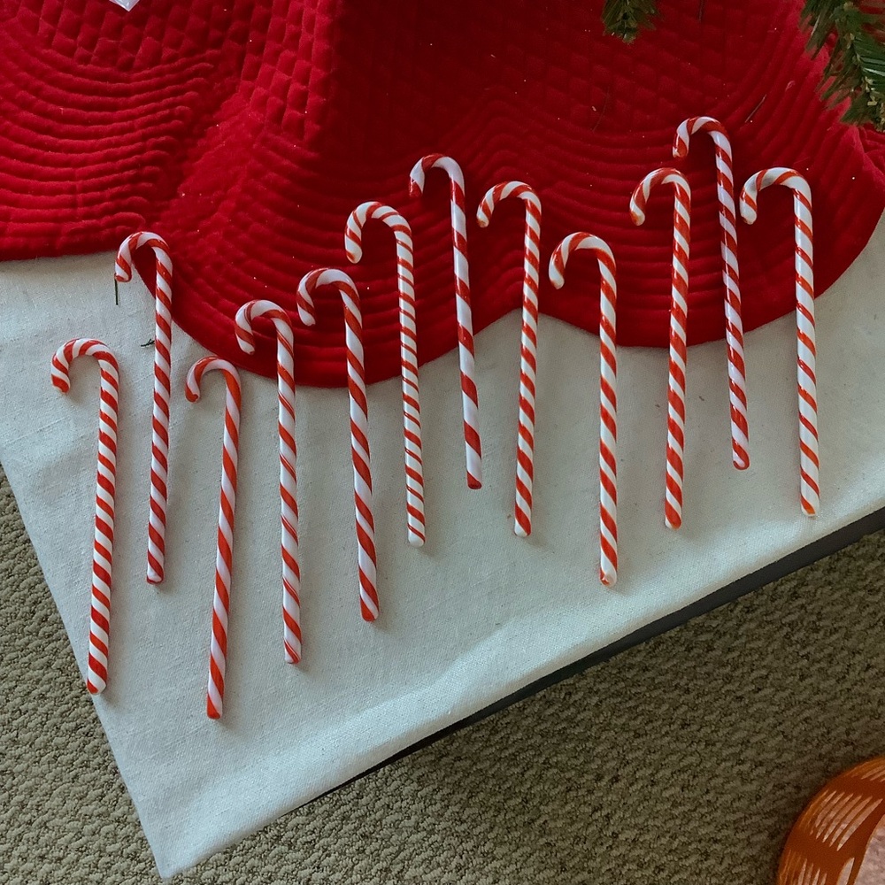 Vintage Red and White Glass Candy Canes
